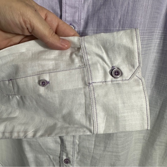 Nicoby sz L 100% cotton purple ombre men's shirt, long sleeve, made in India - Picture 4 of 7